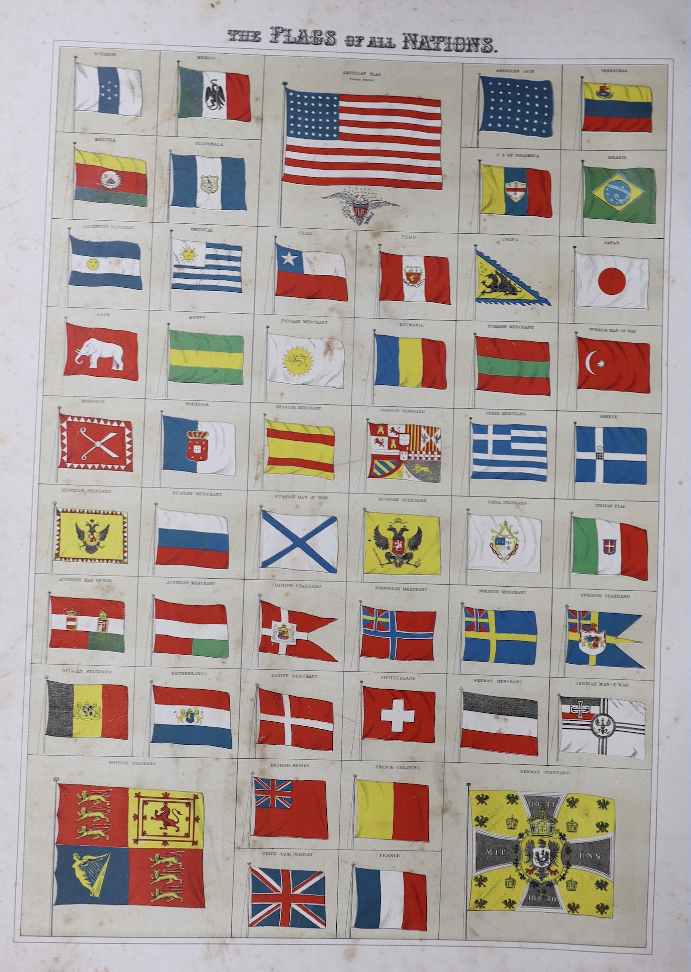 Black's General Atlas of the World. coloured (flags) frontis., many coloured maps (some d-page); newly rebound unlettered green half morocco and paper boards